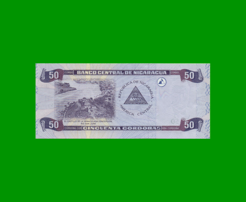 BILLETE DE NICARAGUA 50 CORDOBAS, PICK 193, ESTADO SIN CIRCULAR.- - Imagen 2