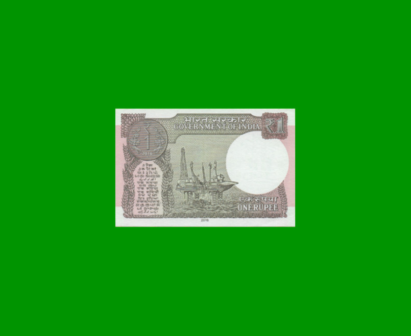 BILLETE DE INDIA 1 RUPIA, PICK NEW, AÑO 2016 ESTADO SIN CIRCULAR.- - Imagen 2