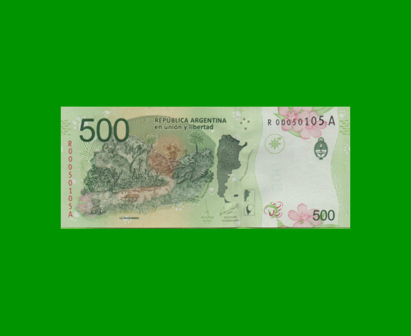 REPOSICION BILLETE CONVERTIBLE TERCER DISEÑO $ 500,00, BOT 5812, ESTADO SIN CIRCULAR.- - Imagen 2