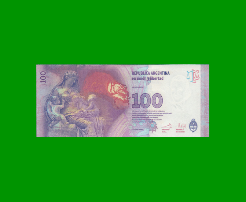 PESOS 3er DISEÑO $100,00, BOT 4307, AÑO 2014, ESTADO SIN CIRCULAR.- - Imagen 2