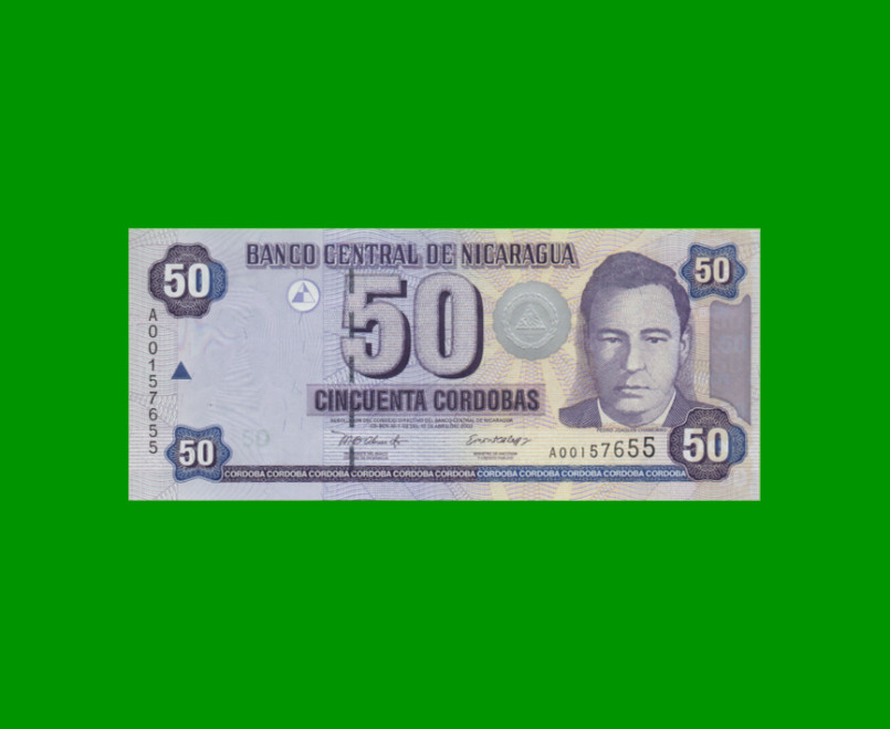 BILLETE DE NICARAGUA 50 CORDOBAS, PICK 193, ESTADO SIN CIRCULAR.-