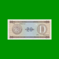 BILLETE DE CUBA $20,00 PICK FX36, SERIE D, ESTADO SIN CIRCULAR.-