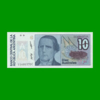 BILLETE DE AUSTRALES, 10 AUSTRALES, BOT 2824, AÑO 1988, ESTADO SIN CIRCULAR.-