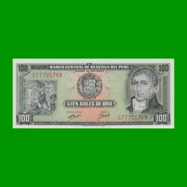 BILLETE DE PERU 100 SOLES, PICK 102b, AÑO 1971, ESTADO SIN CIRCULAR.-