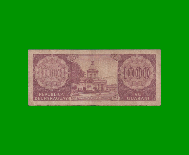 BILLETE DE PARAGUAY 1.000 GUARANIES, PICK 213, ESTADO BUENO.- - Imagen 2