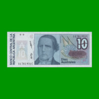 BILLETE DE AUSTRALES, 10 AUSTRALES, BOT 2825, AÑO 1989, ESTADO SIN CIRCULAR.-
