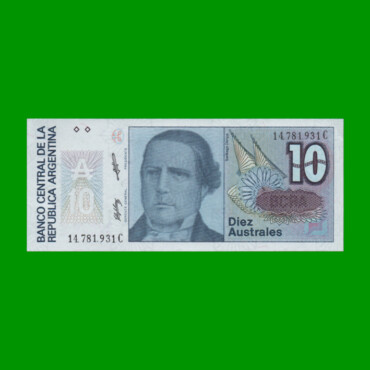 BILLETE DE AUSTRALES, 10 AUSTRALES, BOT 2825, AÑO 1989, ESTADO SIN CIRCULAR.-