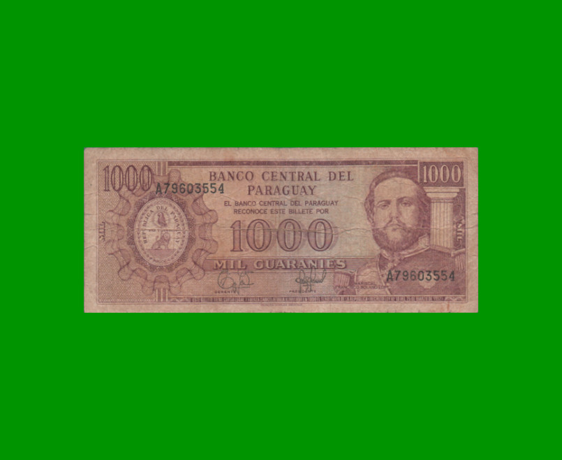 BILLETE DE PARAGUAY 1.000 GUARANIES, PICK 213, ESTADO BUENO.-