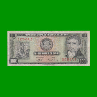 BILLETE DE PERU 100 SOLES, PICK 102c, AÑO 1973, ESTADO BUENO+.-