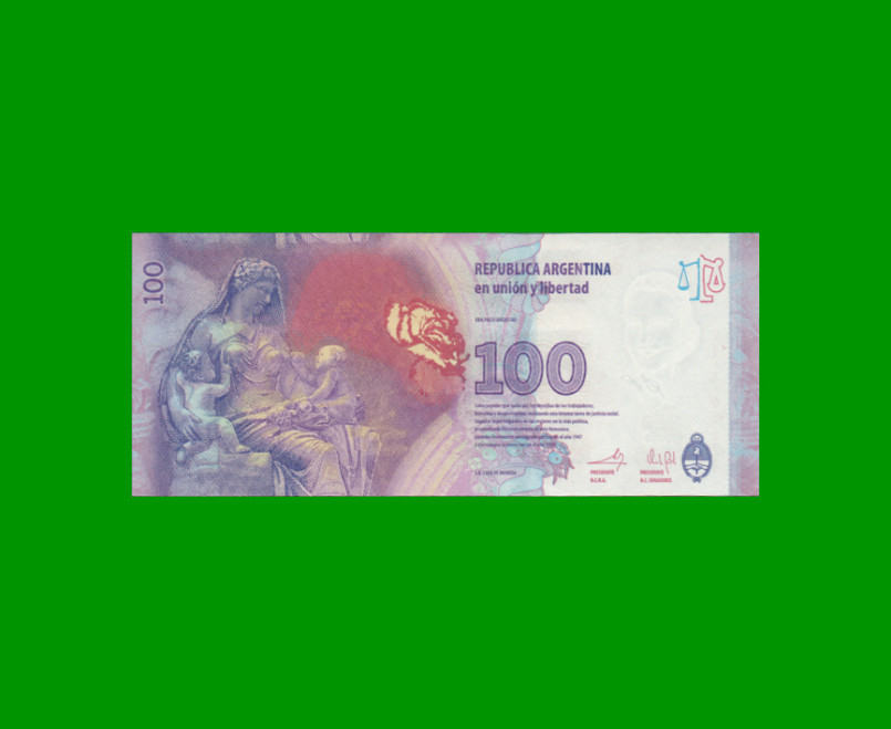 PESOS 3er DISEÑO $100,00, BOT 4309, AÑO 2014, ESTADO EXCELENTE+.- - Imagen 2