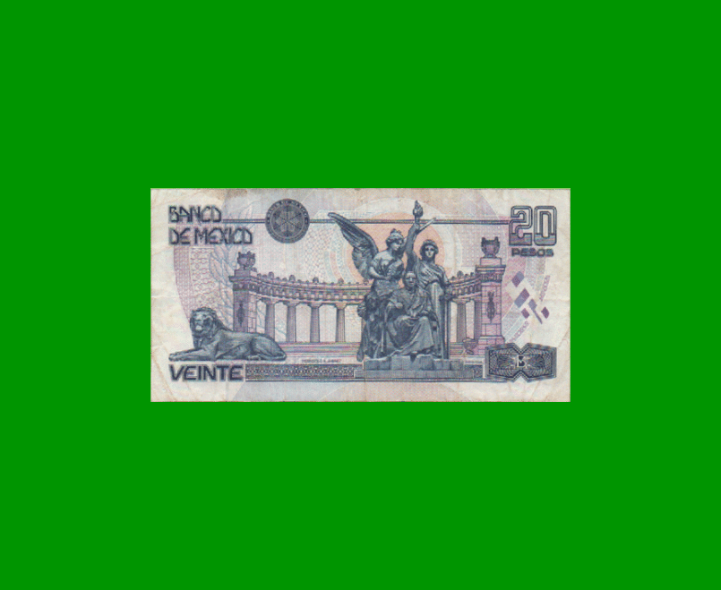 BILLETE DE MEXICO $20,00 PICK 106b, AÑO 1996, ESTADO MUY BUENO.- - Imagen 2