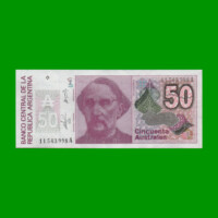 BILLETE DE AUSTRALES, 50 AUSTRALES, BOT 2827, AÑO 1986, ESTADO EXCELENTE.-