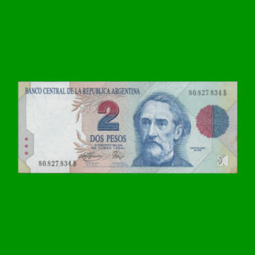 PESOS CONVERTIBLES 1er DISEÑO $2,00, BOT 3017, AÑO 1995, ESTADO SIN CIRCULAR.-