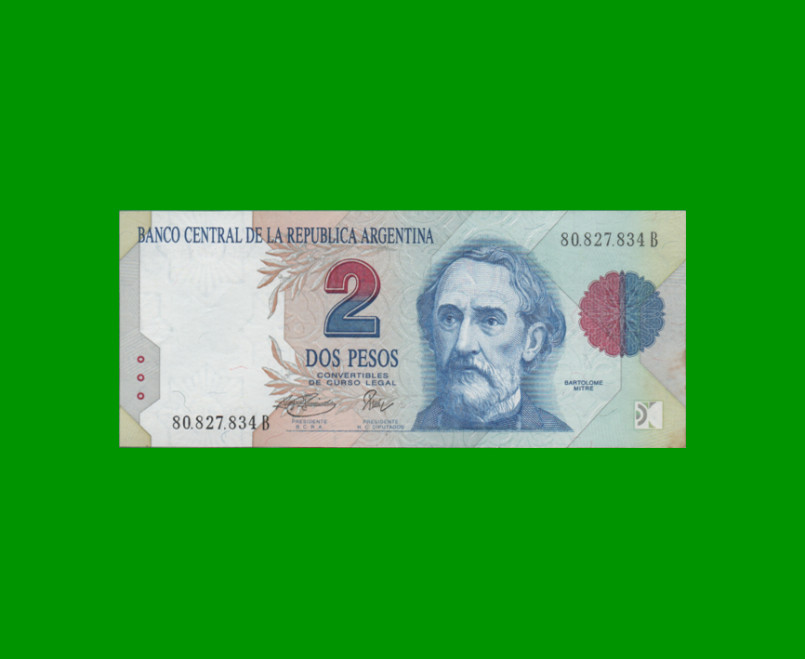 PESOS CONVERTIBLES 1er DISEÑO $2,00, BOT 3017, AÑO 1995, ESTADO SIN CIRCULAR.-