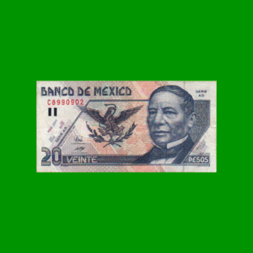 BILLETE DE MEXICO $20,00 PICK 106b, AÑO 1996, ESTADO MUY BUENO.-