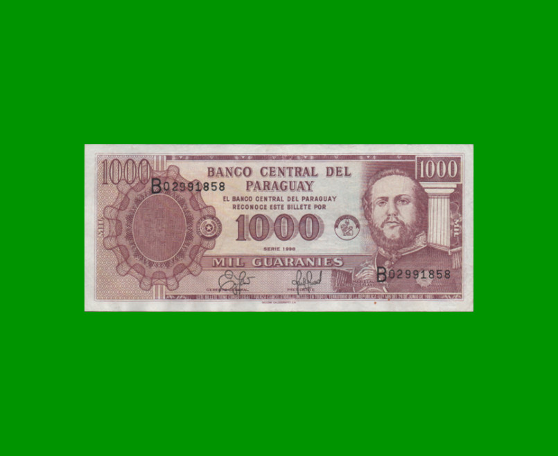 BILLETE DE PARAGUAY 1.000 GUARANIES, PICK 214a, ESTADO EXCELENTE.-