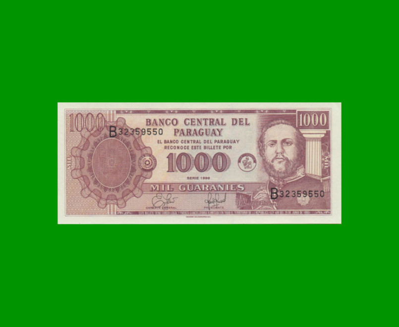 BILLETE DE PARAGUAY 1.000 GUARANIES, PICK 214a, ESTADO SIN CIRCULAR.-