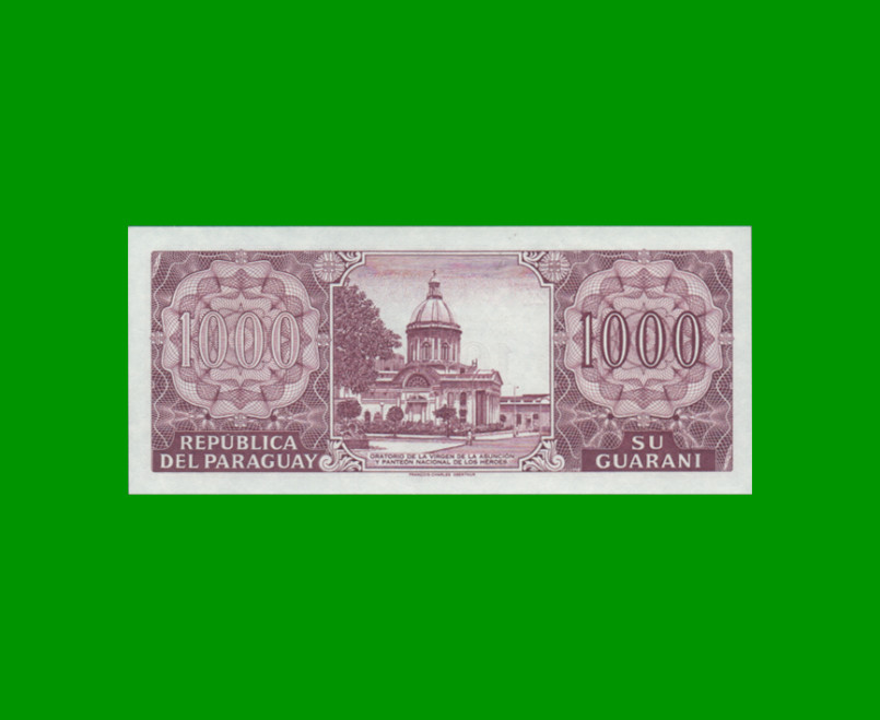 BILLETE DE PARAGUAY 1.000 GUARANIES CONMEMORATIVO, PICK 221, ESTADO SIN CIRCULAR.- - Imagen 2