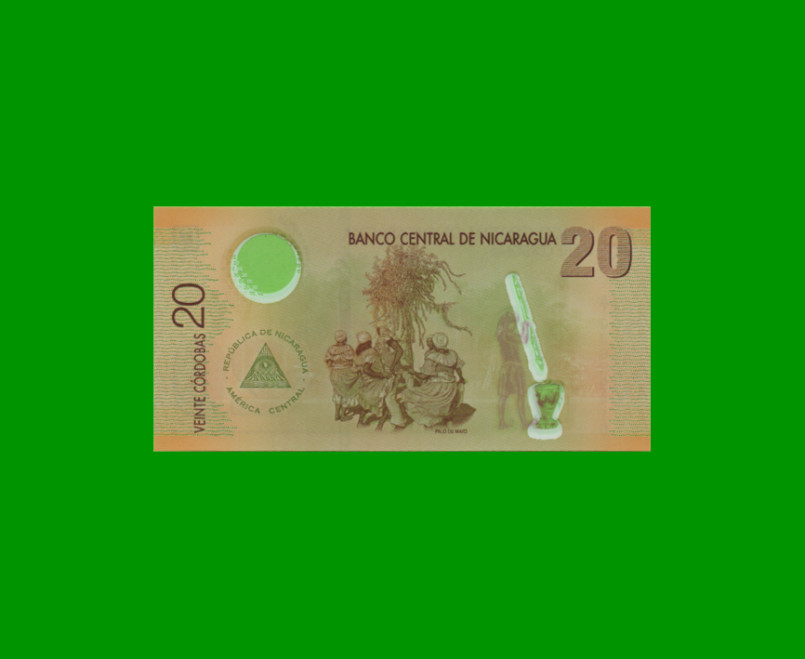 BILLETE DE NICARAGUA 20 CORDOBAS, POLYMERO, PICK 202a, ESTADO SIN CIRCULAR.- - Imagen 2