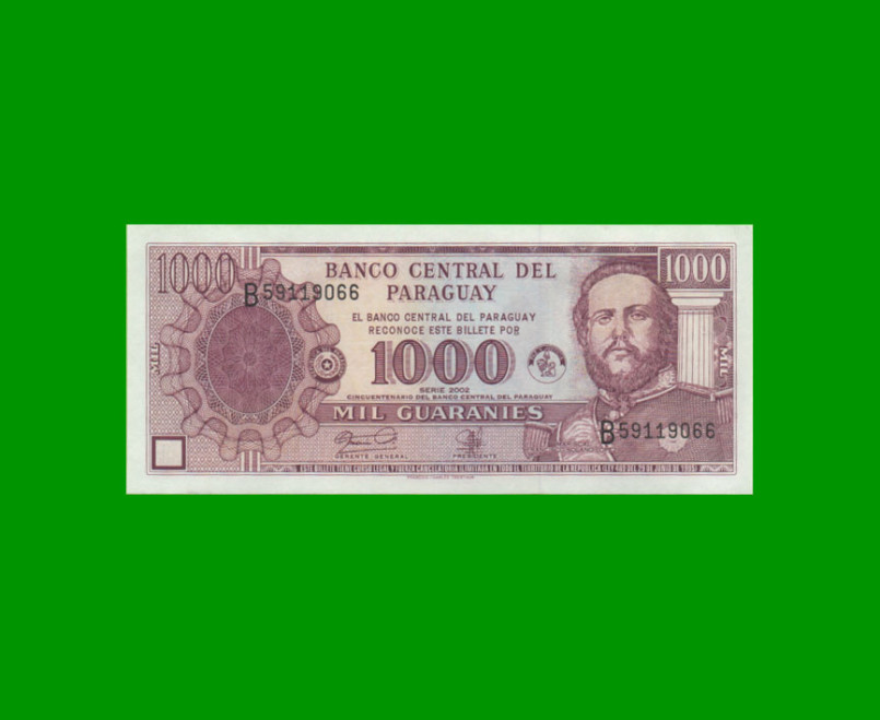 BILLETE DE PARAGUAY 1.000 GUARANIES CONMEMORATIVO, PICK 221, ESTADO SIN CIRCULAR.-