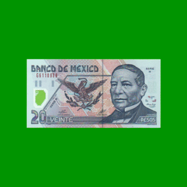 BILLETE DE MEXICO $20,00, POLYMERO, PICK 116a, AÑO 2001, ESTADO SIN CIRCULAR.-