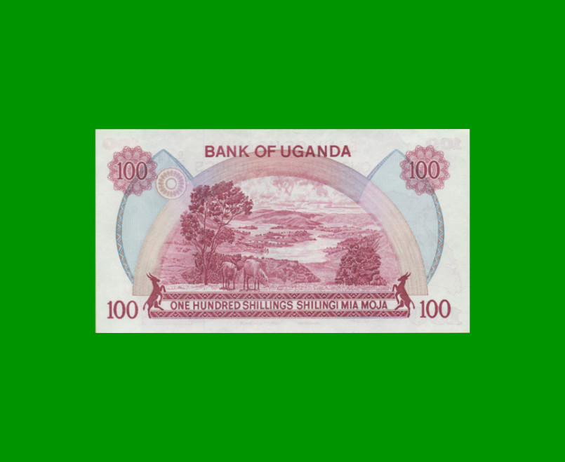 BILLETE DE UGANDA 100 SHILLINGS, PICK 19b, AÑO 1982 ESTADO SIN CIRCULAR.- - Imagen 2