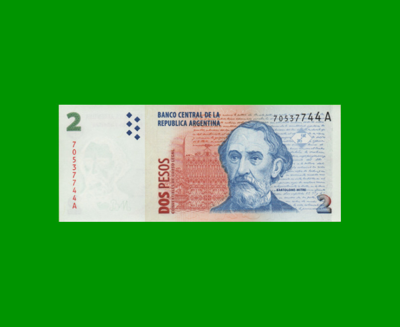 PESOS CONVERTIBLES 2do DISEÑO $2,00, BOT 3202, AÑO 1998, ESTADO EXCELENTE+.-