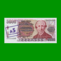 PESOS ARGENTINOS $5.000,00 RESELLADO A 5 AUSTRALES, BOT 2703a, AÑO 1985, ESTADO EXCELENTE+.-