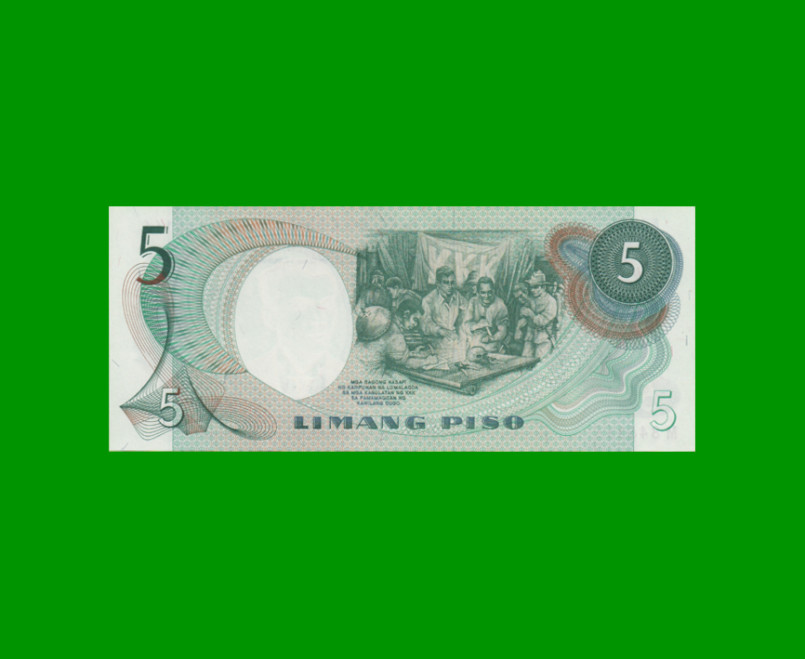 BILLETE DE FILIPINAS 5 PISO, PICK 143b, ESTADO SIN CIRCULAR.- - Imagen 2