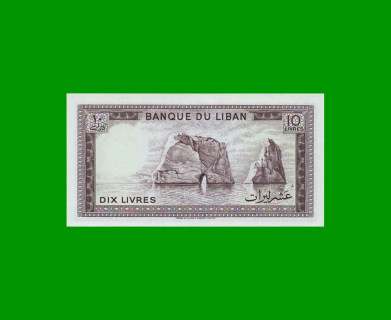 BILLETE DE LIBANO 10 LIVRE, PICK 63f, AÑO 1986, ESTADO SIN CIRCULAR.- - Imagen 2