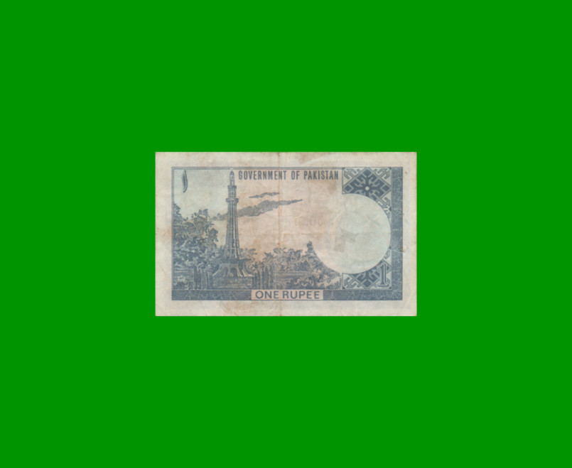 BILLETE DE PAKISTAN 1 RUPIA, PICK 24A, ESTADO MUY BUENO+ .- - Imagen 2