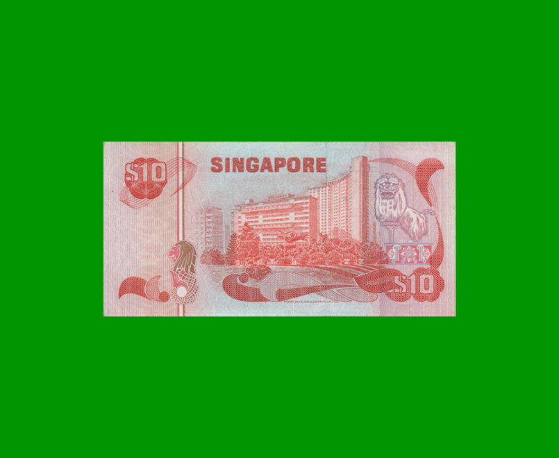 BILLETE DE SINGAPUR 10 DOLARES, PICK 11, ESTADO MUY BUENO+ .- - Imagen 2