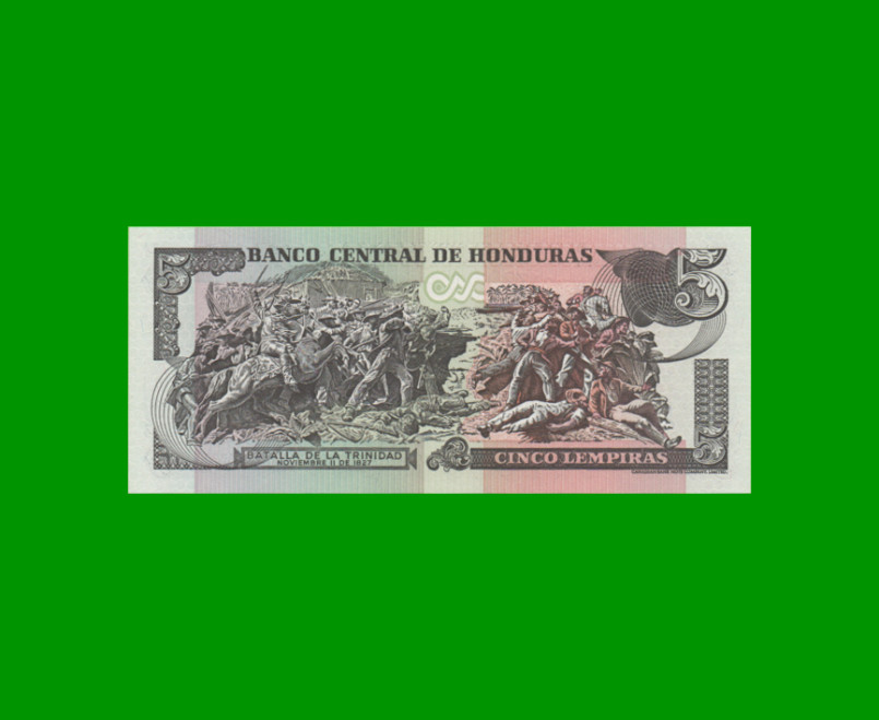 BILLETE DE HONDURAS 5 LEMPIRAS, PICK 85d, AÑO 2004 ESTADO SIN CIRCULAR.- - Imagen 2