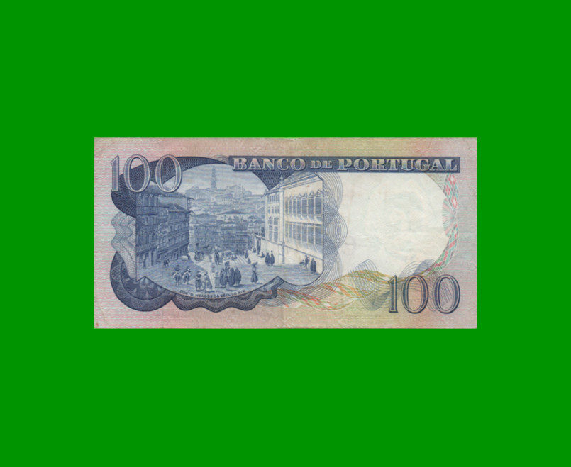 BILLETE DE PORTUGAL 100 ESCUDOS, PICK 169a, AÑO 1965 ESTADO BUENO+.- - Imagen 2