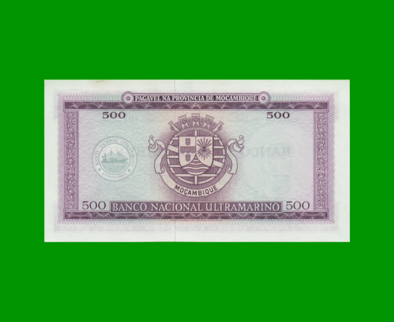 BILLETE DE MOZAMBIQUE 500 ESCUDOS RESELLADO, PICK 118a, ESTADO SIN CIRCULAR.- - Imagen 2