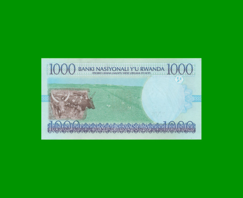 BILLETE DE RWANDA 1.000 FRANCOS, PICK 27, AÑO 1998 ESTADO SIN CIRCULAR.- - Imagen 2