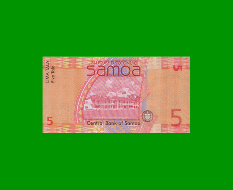 BILLETE DE SAMOA 5 TALA, PICK 38b, AÑO (2014) ESTADO SIN CIRCULAR.- - Imagen 2