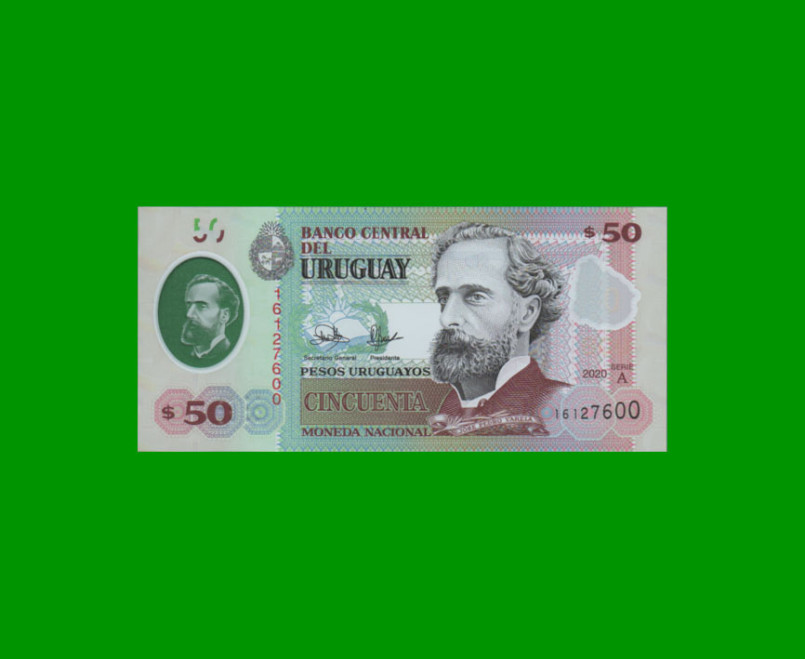 BILLETE DE URUGUAY $50,00, POLYMERO PICK NEW, ESTADO SIN CIRCULAR.-