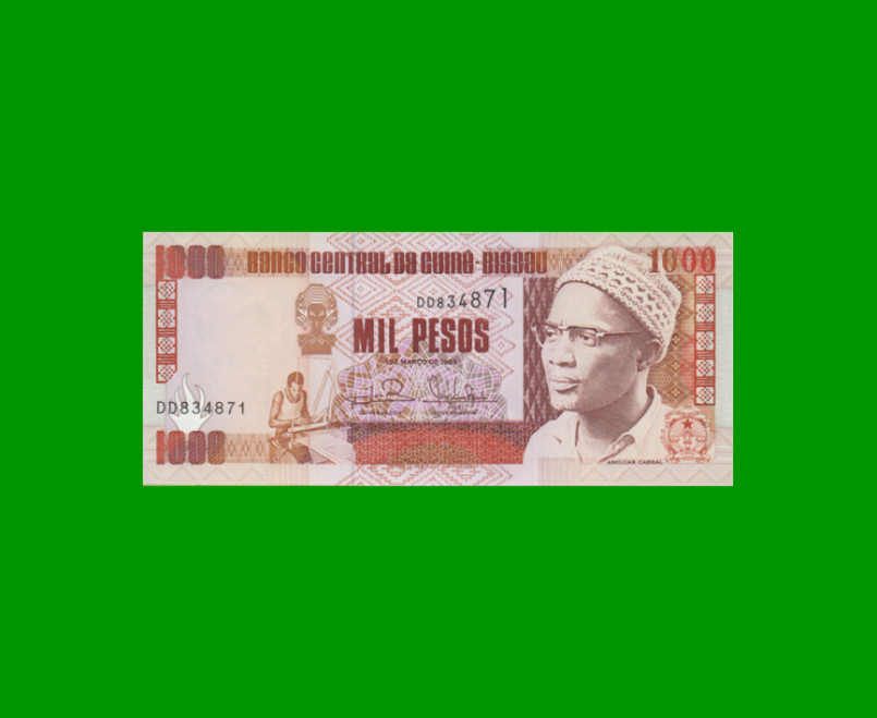 BILLETE DE GUINEA BISSAU 1.000 PESOS, PICK 13b, AÑO 1993, ESTADO SIN CIRCULAR.-