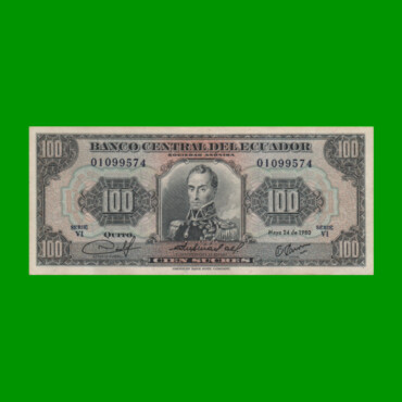 BILLETE DE ECUADOR 100 SUCRES PICK 112, AÑO 1980 ESTADO EXCELENTE.-