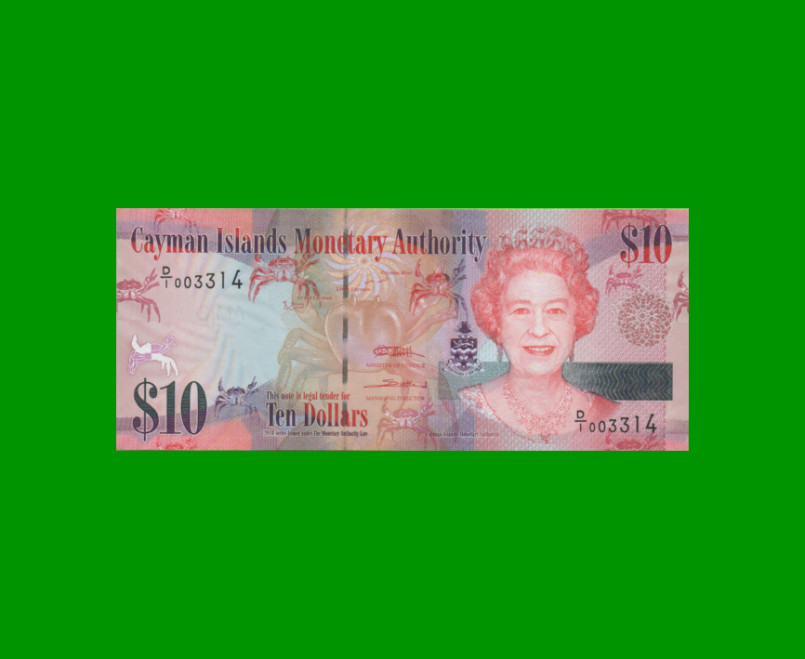 BILLETE DE ISLAS CAYMAN 10 DOLARES, PICK 40a, ESTADO SIN CIRCULAR.-