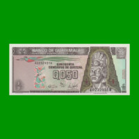 BILLETE DE GUATEMALA 50 CENTAVOS, PICK 72a, AÑO 1989 ESTADO SIN CIRCULAR.-