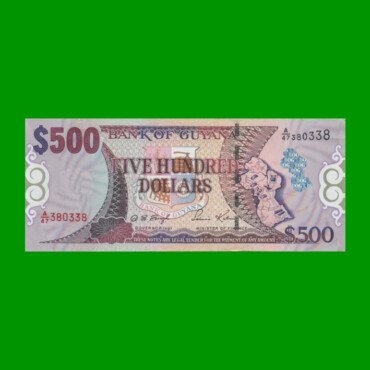BILLETE DE GUYANA 500 DOLARES PICK 34b, ESTADO SIN CIRCULAR.-