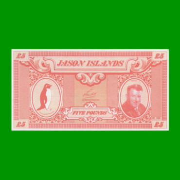 BILLETE DE ISLAS SEBALDES O SEBALDINAS (ISLAS JASON) 5 POUNDS FANTASIA, AÑO 1970 ESTADO SIN CIRCULAR.-