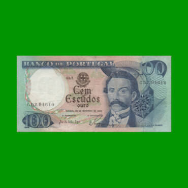 BILLETE DE PORTUGAL 100 ESCUDOS, PICK 169a, AÑO 1965 ESTADO BUENO+.-