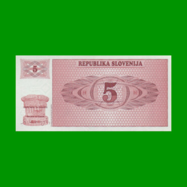 BILLETE DE ESLOVENIA 5 TOLARJEV, PICK 3, AÑO 1990 ESTADO SIN CIRCULAR.-