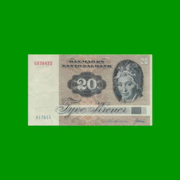BILLETE DE DINAMARCA 20 KRONER, PICK 49a, ESTADO MUY BUENO+.-