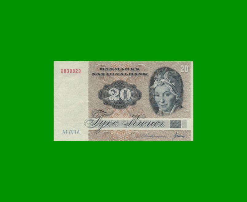 BILLETE DE DINAMARCA 20 KRONER, PICK 49a, ESTADO MUY BUENO+.-