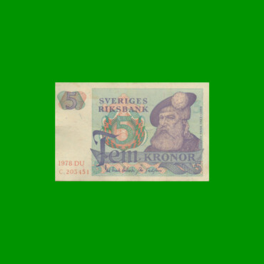 BILLETE DE SUECIA 5 KRONOR, PICK 51d, AÑO 1978 ESTADO EXCELENTE- .-