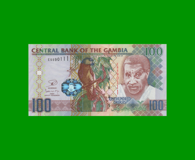 BILLETE DE GAMBIA 100 DALASIS, PICK 29b, ESTADO SIN CIRCULAR.-